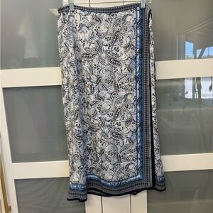 Versona Blue and White Paisley Border Maxi Skirt